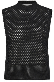 Zwarte Gebreide Trui met Gaten Co'Couture , Black , Dames - Xl,L,M,S,Xs
