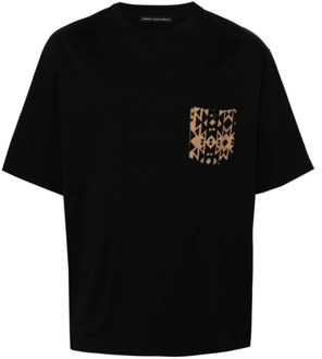 Zwarte Geometrische-Print T-shirts en Polos Daniele Alessandrini , Black , Heren - XL