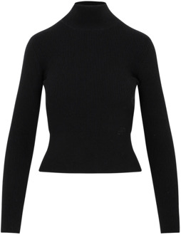 Zwarte Geribbelde Coltrui Sweater Aw23 Patou , Black , Dames - M,Xs