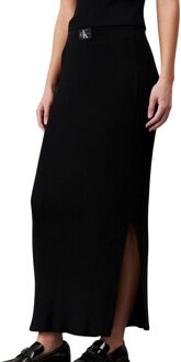 Zwarte Geribbelde Midi Rok Calvin Klein Jeans , Black , Dames - L,M,S,Xs