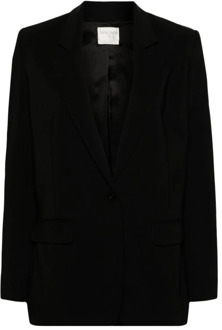 Zwarte getailleerde jas met reverskraag Forte Forte , Black , Dames - L,M