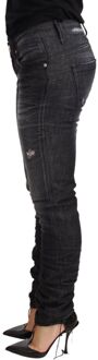 Zwarte Gewassen Katoenen Lage Taille Skinny Jeans - 26 (Taille)