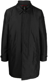 Zwarte gewatteerde jas met waterafstotende poplin Fay , Black , Heren - 2Xl,L,M