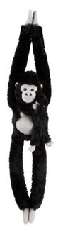 Zwarte gorillas knuffels met baby 84 cm knuffeldieren - Knuffel bosdieren