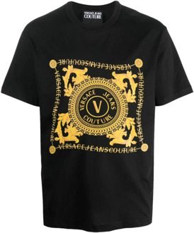 Zwarte Grafische Print T-shirts en Polos Versace Jeans Couture , Black , Heren - XL