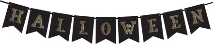 Zwarte Halloween DIY banner vlaggenlijn/slinger 20 x 175 cm