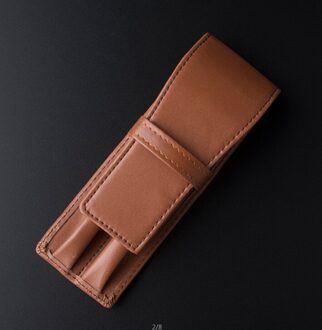 Zwarte Handgemaakte Lederen Pen Zak Houder Etui Vulpen Case Q