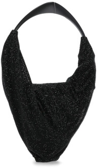 Zwarte handtas met strass en metalen handvat Benedetta Bruzziches , Black , Dames - ONE Size