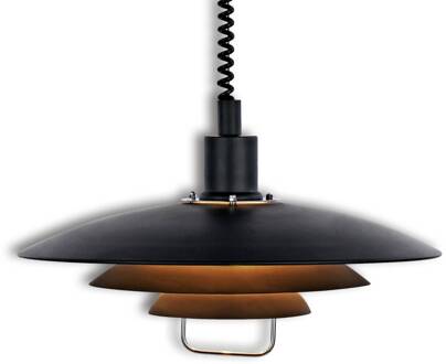 Zwarte hanglamp Kirkenes, in hoogte verstelbaar zwart, chroom
