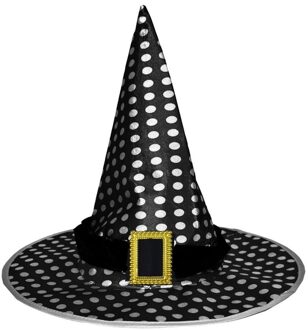 Zwarte heksenhoed met stippen voor volwassenen