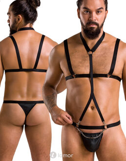 Zwarte Heren harnas set, PA039 - Maat: S/M