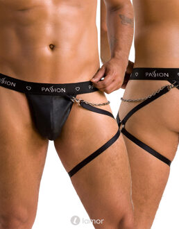 Zwarte Heren string met been harnas, PA058 - Maat: S/M