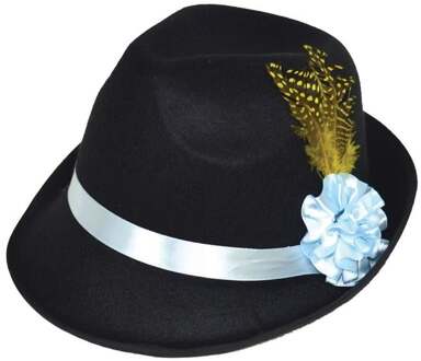 Zwarte Hoed Tirol Met Bloem En Pluim Zwart, Multikleur - Print