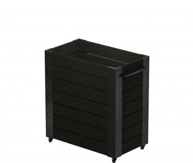Zwarte Hoge Rechthoekige Bloembak Cubic Op Wielen Black