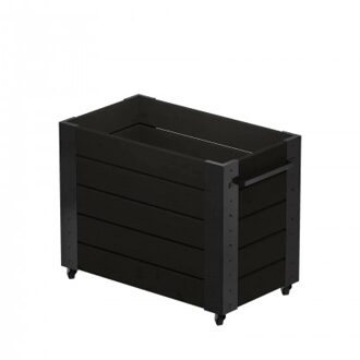 Zwarte Hoge Rechthoekige Plantenbak Cubic Op Wielen Black