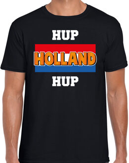 Zwarte Holland fan t-shirt voor heren - hup Holland hup - Nederland supporter - EK/ WK shirt / outfit S