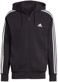 Zwarte hoodie met 3-strepen Adidas , Black , Heren - 2Xl,Xl,L,M,S,Xs