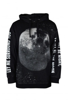 Zwarte hoodie met maanprint Valentino Garavani , Black , Heren - S,Xs