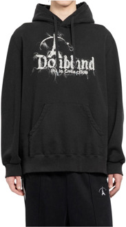 Zwarte hoodie met trekkoord en kangoeroezak Doublet , Black , Heren - Xl,L