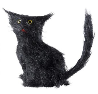 Zwarte horror decoratie kat/poes 12 cm - Feestdecoratievoorwerp