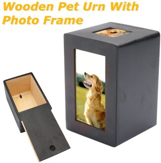 Zwarte Houten Huisdier Urn Doos Hond Kat Crematie Urn Vreedzame Gedenkteken Fotolijst Houden Doos Voor Hond Rustig Thuis Plaats