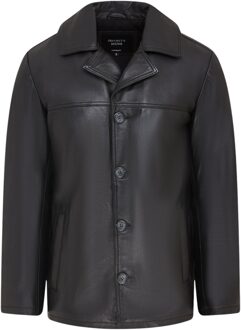 Zwarte Italiaanse leren blazer met 4 knopen voor heren - Loxton