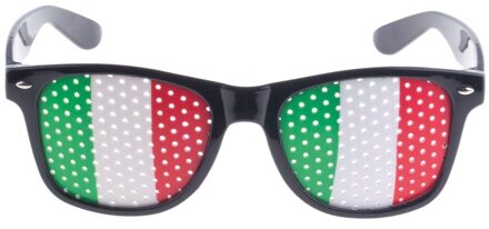 Zwarte Italie supporters vlag bril voor volwassenen