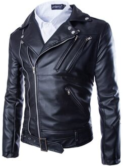 Zwarte Jas Leren Heren Klassieke Motorfiets Jassen Mannen Pu Leren Jas Voor Man Moto Jas Winter Jas Outfit Fitness Xl