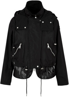 Zwarte jas met ritssluiting en verstelbare taille add , Black , Dames - S,Xs