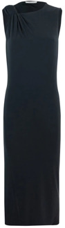 Zwarte Jersey Jurk Asymmetrische Knoop Sportmax , Black , Dames - L,M,S