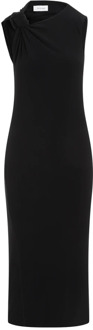 Zwarte Jersey Jurk met Asymmetrische Halslijn Sportmax , Black , Dames - M,S,Xs