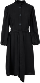 Zwarte jurk met lange mouwen en riem - maat