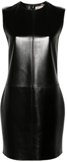 Zwarte jurk met panelen en decoratieve stiksels Saint Laurent , Black , Dames