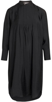 Zwarte Jurk met Pofmouwen en Gerimpelde Details Co'Couture , Black , Dames - L,M,S