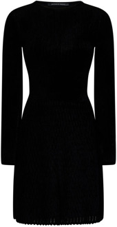 Zwarte jurk met uitlopende rok en fluweeleffect Antonino Valenti , Black , Dames - XS