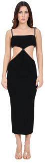 Zwarte jurk met uitsnijdingen en glinsterende randen Akep , Black , Dames - M,S