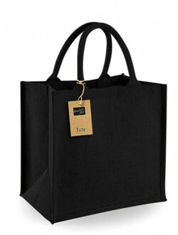 Zwarte Jute strandtas 30 x 30 x 19 cm - Shoppers