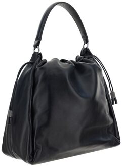 Zwarte Kalfsleer Bos Taurus Schoudertas - One Size