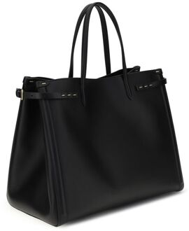 Zwarte kalfsleren Bos Taurus handtas - maat