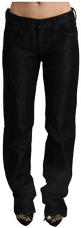 Zwarte Katoenen Denim Straight Jeans Ermanno Scervino , Black , Dames - W32,W31