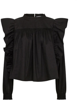 Zwarte Katoenen Frill Blouse Co'Couture , Black , Dames - Xl,L,S,Xs