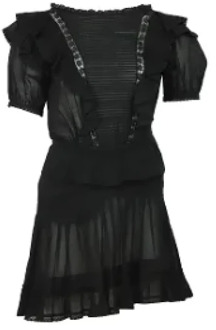 Zwarte Katoenen Gerimpelde Mini Jurk Isabel Marant Pre-owned , Black , Dames - S