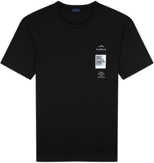 Zwarte Katoenen Half-Sleeved Geborduurd T-Shirt Paul & Shark , Black , Heren - Xl,L,M,S