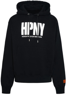 Zwarte katoenen hoodie met logo patch Heron Preston , Black , Heren - L,S