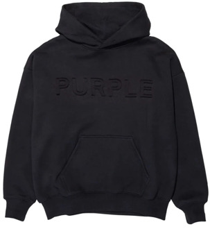 Zwarte Katoenen Hoodie met Wol Effect Purple Brand , Black , Heren - Xl,L,M,S