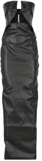 Zwarte katoenen jurk met uitsnijding Rick Owens , Black , Dames - XS
