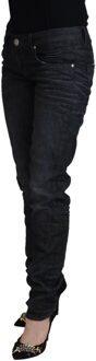 Zwarte Katoenen Lage Taille Slim Fit Dames Casual Denim Damesjeans