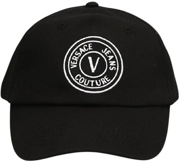 Zwarte Katoenen Logocap Versace Jeans Couture , Black , Heren - ONE Size