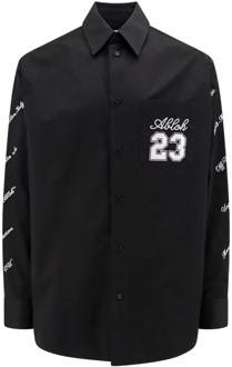Zwarte Katoenen Overhemd met Geborduurd Logo Off White , Black , Heren - Xl,M,S