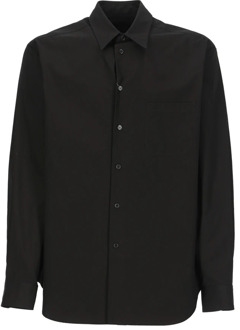 Zwarte Katoenen Overhemd met Kraag Yohji Yamamoto , Black , Heren